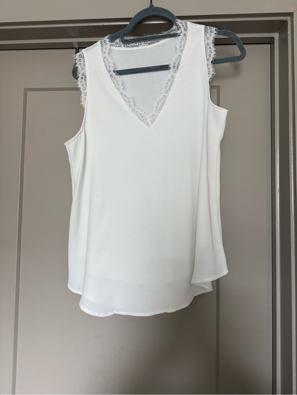 Women's White Lace-Trim V-Neck Camisole